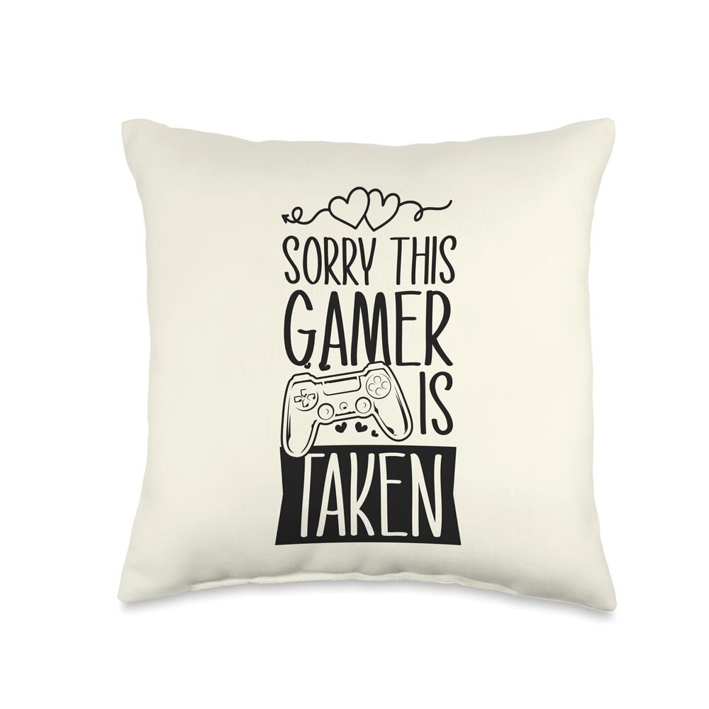 8960 Sorry This Gamer Is Taken Funny Valentines Day Throw Pillow